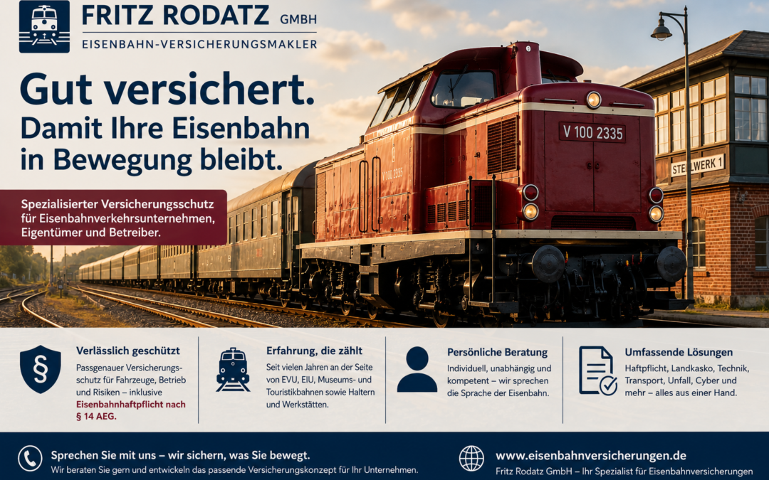 Gut versichert. Damit Ihre Eisenbahn in Bewegung bleibt.